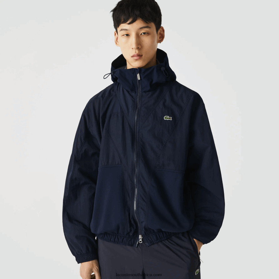 Men Lacoste Navy Blue 5FS LIVE Graphic Logo Colorblock Zippered Jacket ...