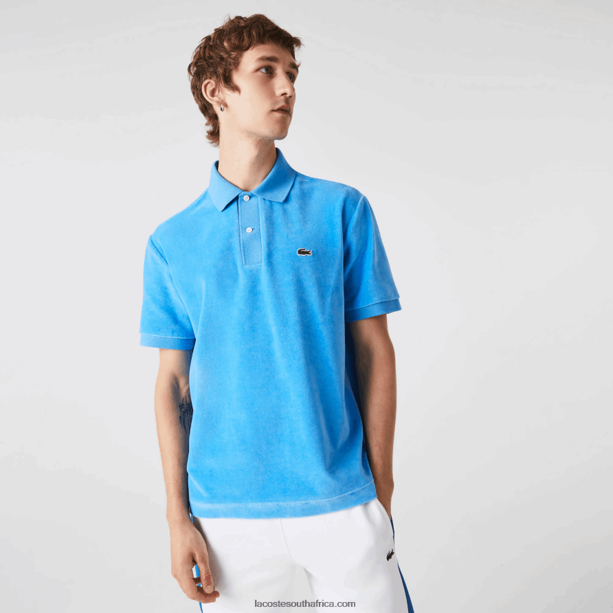 Men Lacoste Blue 4XA Classic Fit Cotton Velvet Polo TJ8X40738